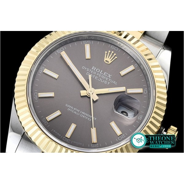 Rolex - DJ2 41mm Oyt Flt YG/SS Grey Stk BP Asia 2813