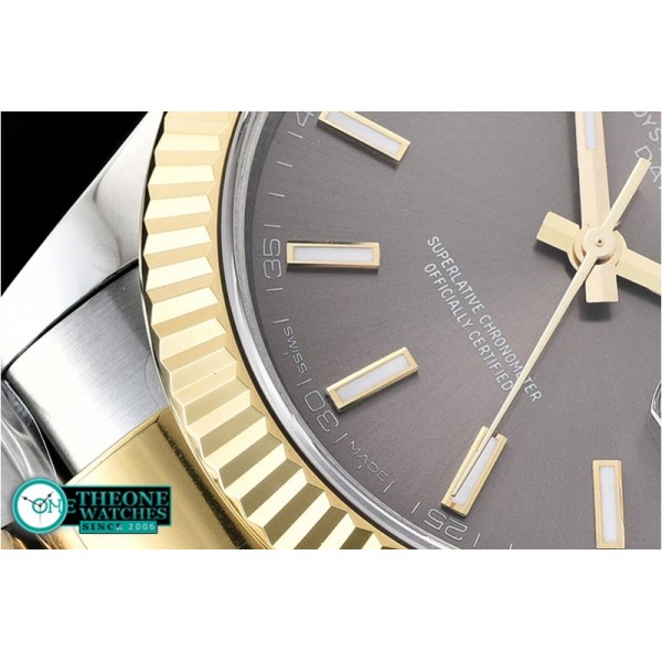 Rolex - DJ2 41mm Oyt Flt YG/SS Grey Stk BP Asia 2813