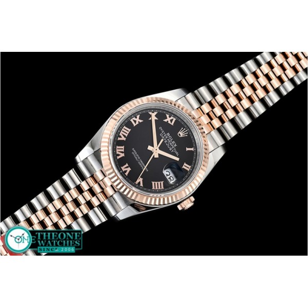 Rolex - DateJust 36mm Jub Flt 904L RG/SS Black/Rmn GMF A2836