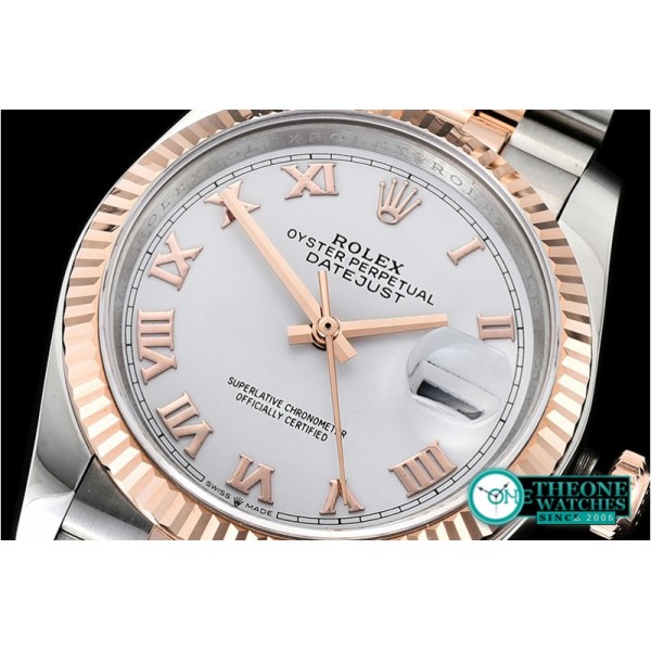Rolex - DateJust 36mm Jub Flt 904L RG/SS Wht/Rmn GMF A2836