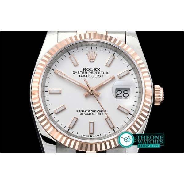 Rolex - DateJust 36mm Jub Flt 904L RG/SS Wht/Stk GMF A2836