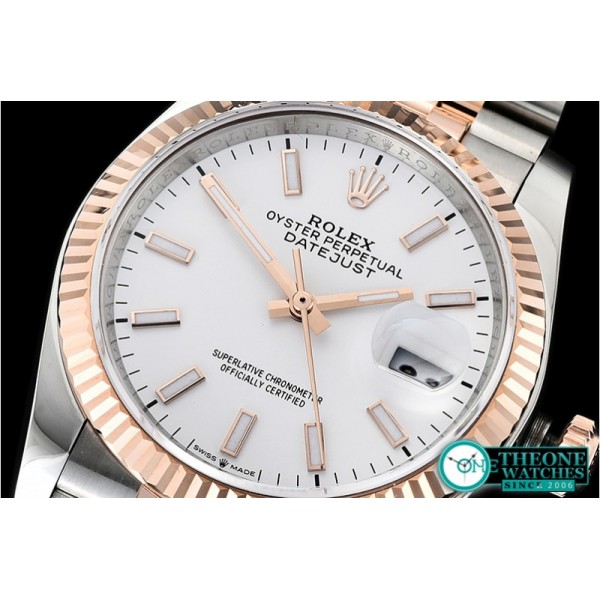Rolex - DateJust 36mm Jub Flt 904L RG/SS Wht/Stk GMF A2836