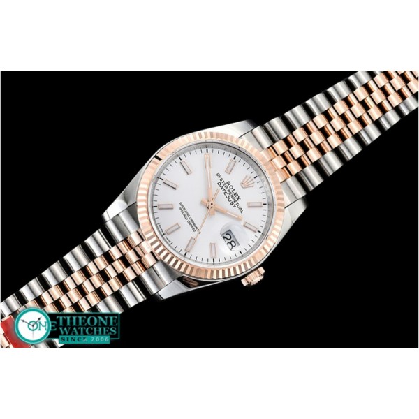 Rolex - DateJust 36mm Jub Flt 904L RG/SS Wht/Stk GMF A2836