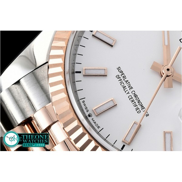 Rolex - DateJust 36mm Jub Flt 904L RG/SS Wht/Stk GMF A2836