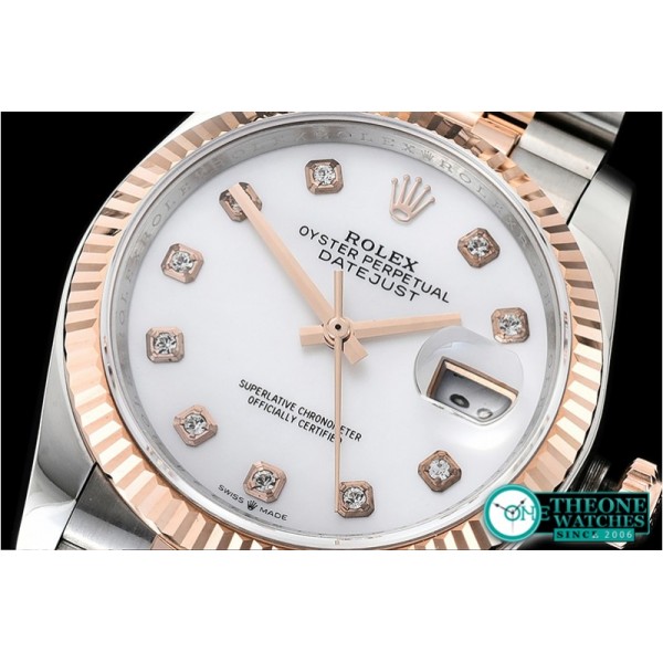 Rolex - DateJust 36mm Jub Flt 904L RG/SS W MOP/Diam GMF A2836