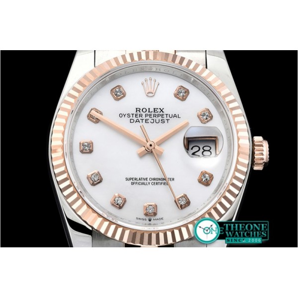 Rolex - DateJust 36mm Jub Flt 904L RG/SS W MOP/Diam GMF A2836