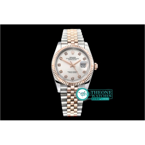 Rolex - DateJust 36mm Jub Flt 904L RG/SS S Wht/Diam GMF A2836