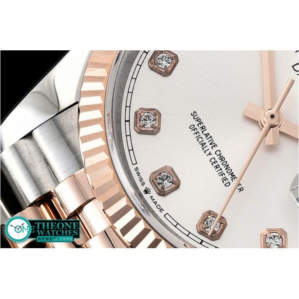 Rolex - DateJust 36mm Jub Flt 904L RG/SS S Wht/Diam GMF A2836