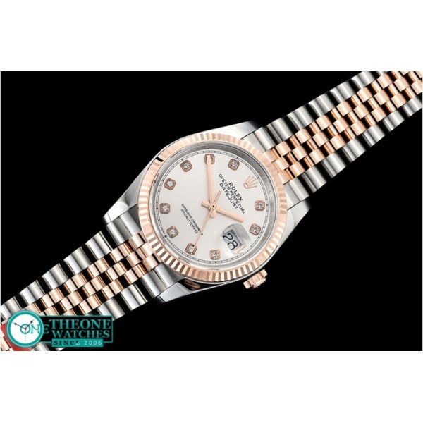 Rolex - DateJust 36mm Jub Flt 904L RG/SS S Wht/Diam GMF A2836