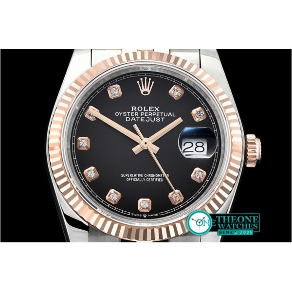 Rolex - DateJust 36mm Jub Flt 904L RG/SS Blk/Diam GMF A2836