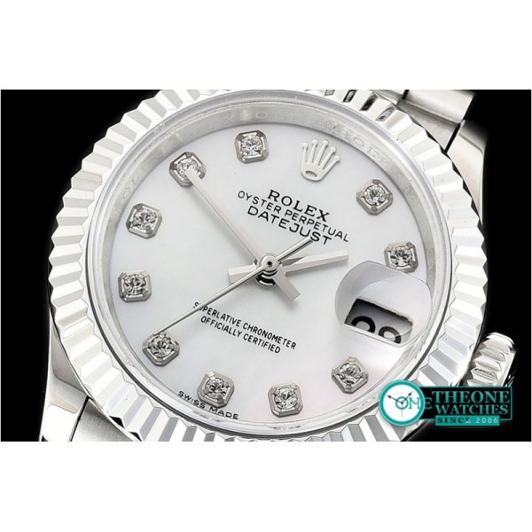 Rolex - DateJust Ladies 28mm Pres Flt SS/SS Wht/Diam BP A2671