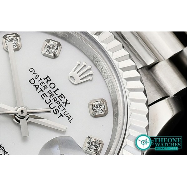 Rolex - DateJust Ladies 28mm Pres Flt SS/SS Wht/Diam BP A2671