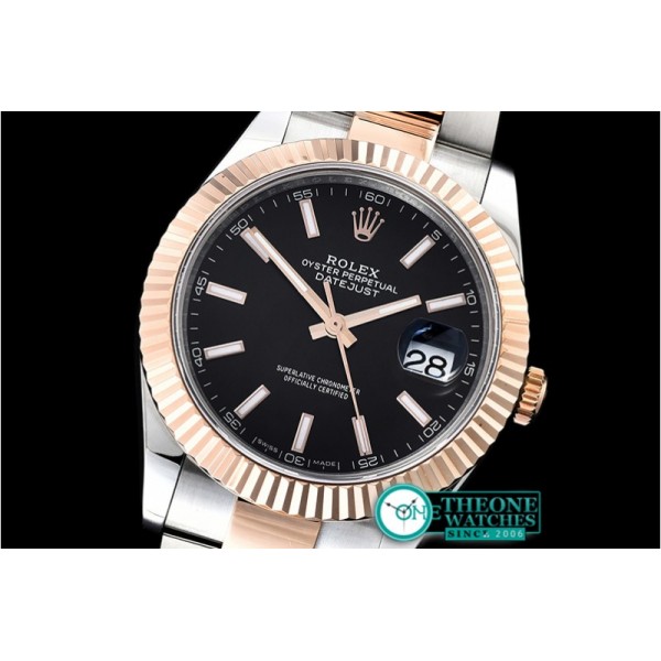 Rolex - DJ2 41mm Oyt Flt RG/SS Black/Stk BP Asia 2813