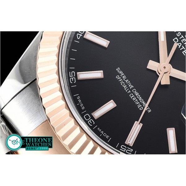 Rolex - DJ2 41mm Oyt Flt RG/SS Black/Stk BP Asia 2813