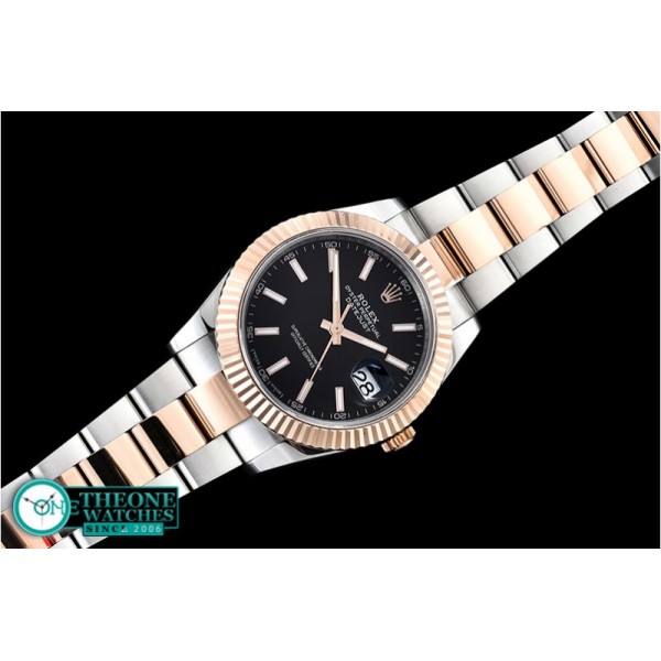 Rolex - DJ2 41mm Oyt Flt RG/SS Black/Stk BP Asia 2813