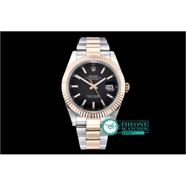 Rolex - DJ2 41mm Oyt Flt RG/SS Black/Stk BP Asia 2813