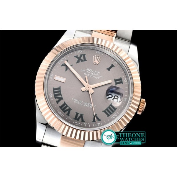 Rolex - DJ2 41mm Oyt Flt RG/SS Grey/Num BP Asia 2813