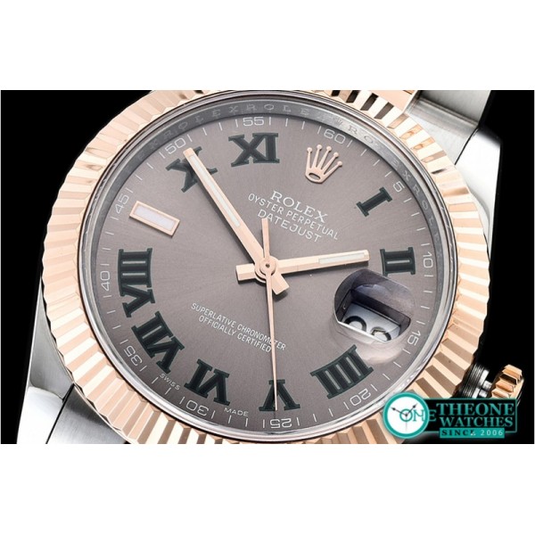 Rolex - DJ2 41mm Oyt Flt RG/SS Grey/Num BP Asia 2813