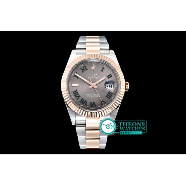 Rolex - DJ2 41mm Oyt Flt RG/SS Grey/Num BP Asia 2813