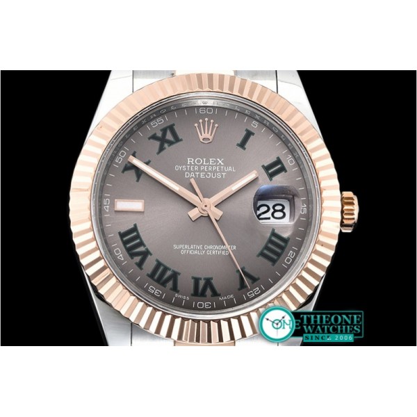 Rolex - DJ2 41mm Oyt Flt RG/SS Grey/Num BP Asia 2813