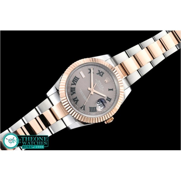 Rolex - DJ2 41mm Oyt Flt RG/SS Grey/Num BP Asia 2813