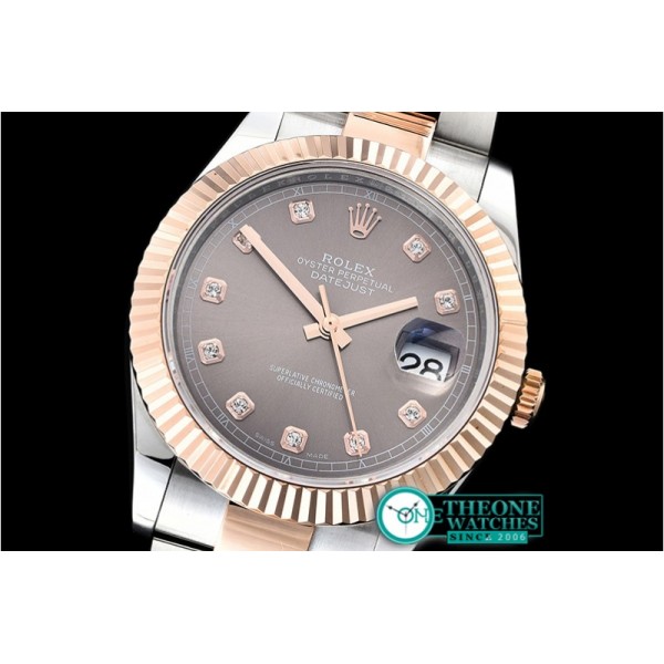 Rolex - DJ2 41mm Oyt Flt RG/SS Grey/Diams BP Asia 2813