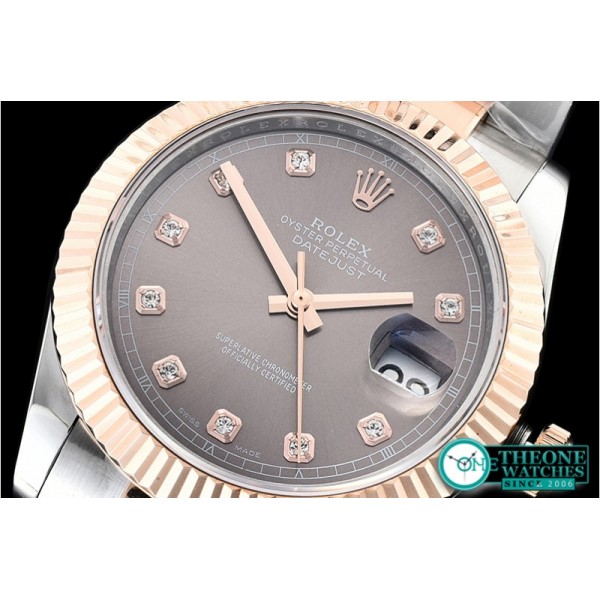 Rolex - DJ2 41mm Oyt Flt RG/SS Grey/Diams BP Asia 2813