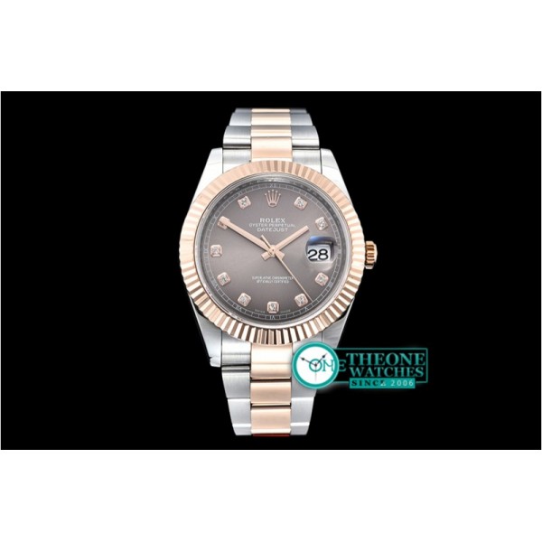 Rolex - DJ2 41mm Oyt Flt RG/SS Grey/Diams BP Asia 2813