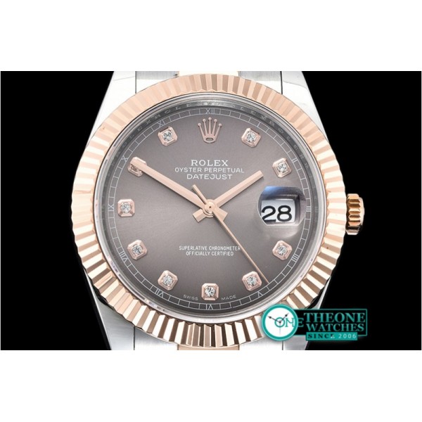 Rolex - DJ2 41mm Oyt Flt RG/SS Grey/Diams BP Asia 2813