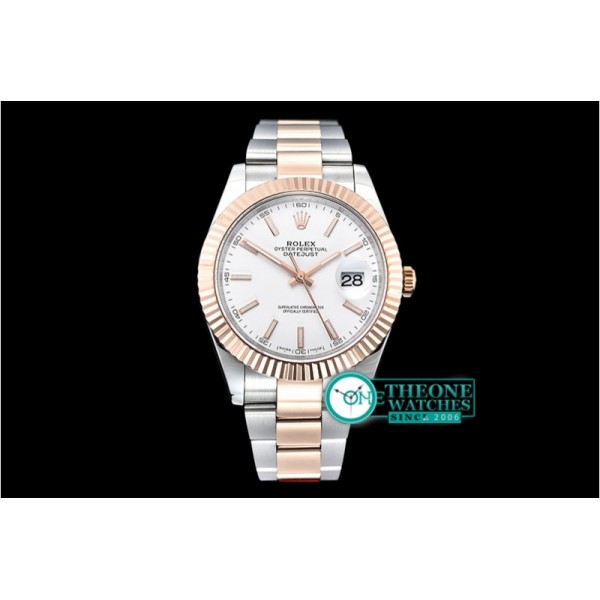Rolex - DJ2 41mm Oyt Flt RG/SS White/Stk BP Asia 2813