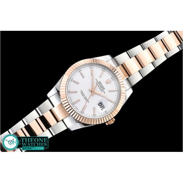 Rolex - DJ2 41mm Oyt Flt RG/SS White/Stk BP Asia 2813