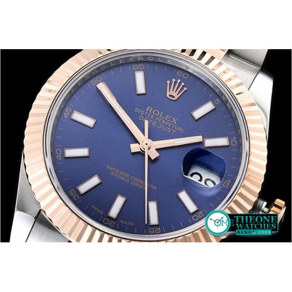 Rolex - DJ2 41mm Oyt Flt RG/SS Blue/Stk BP Asia 2813
