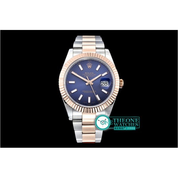 Rolex - DJ2 41mm Oyt Flt RG/SS Blue/Stk BP Asia 2813