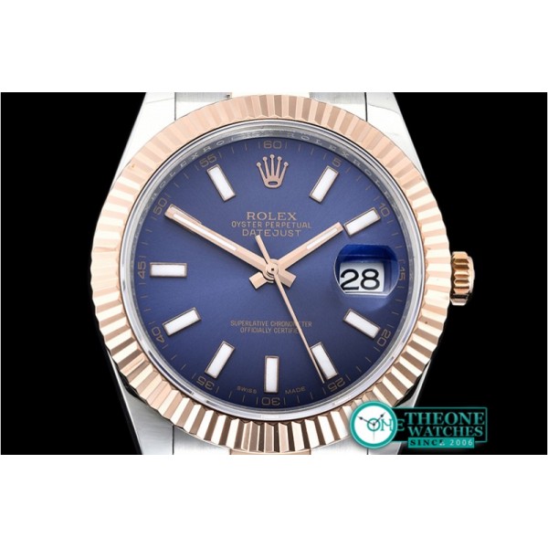 Rolex - DJ2 41mm Oyt Flt RG/SS Blue/Stk BP Asia 2813