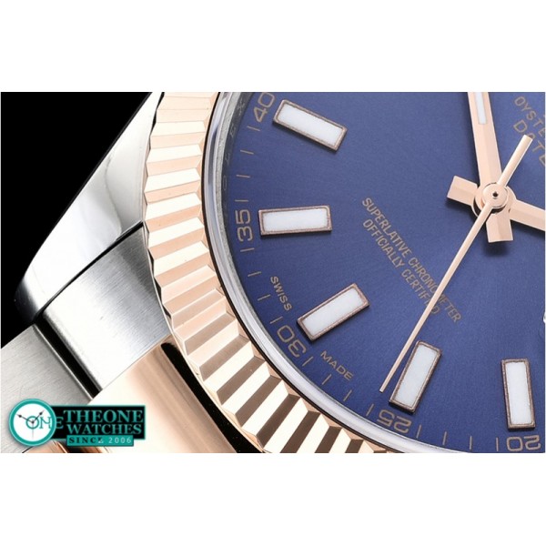 Rolex - DJ2 41mm Oyt Flt RG/SS Blue/Stk BP Asia 2813