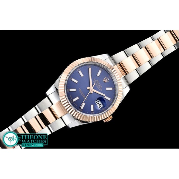 Rolex - DJ2 41mm Oyt Flt RG/SS Blue/Stk BP Asia 2813