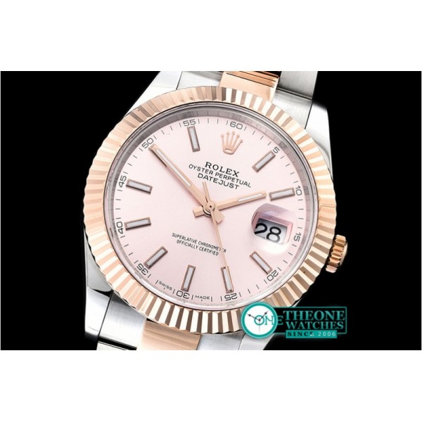 Rolex - DJ2 41mm Oyt Flt RG/SS Rose Gold/Stk BP Asia 2813