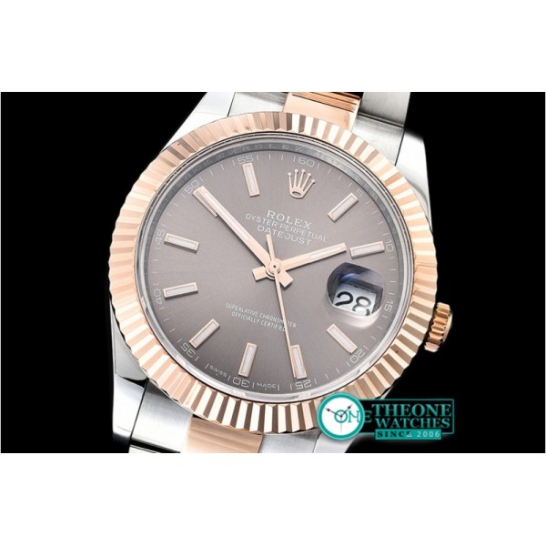 Rolex - DJ2 41mm Oyt Flt RG/SS Grey/Stk BP Asia 2813