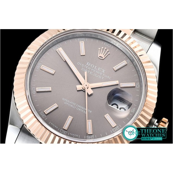 Rolex - DJ2 41mm Oyt Flt RG/SS Grey/Stk BP Asia 2813