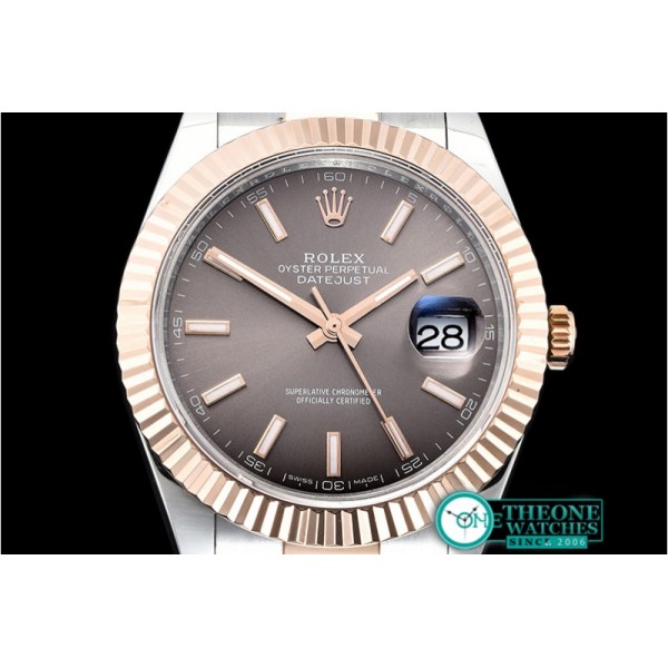 Rolex - DJ2 41mm Oyt Flt RG/SS Grey/Stk BP Asia 2813