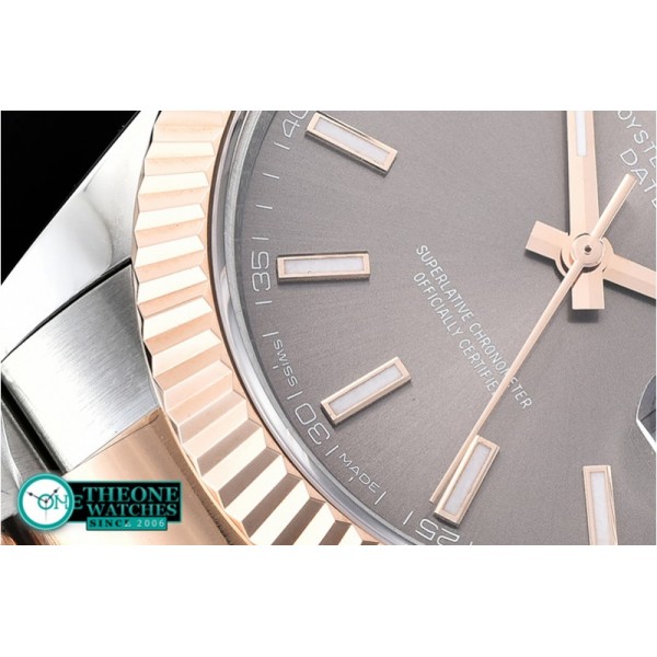 Rolex - DJ2 41mm Oyt Flt RG/SS Grey/Stk BP Asia 2813