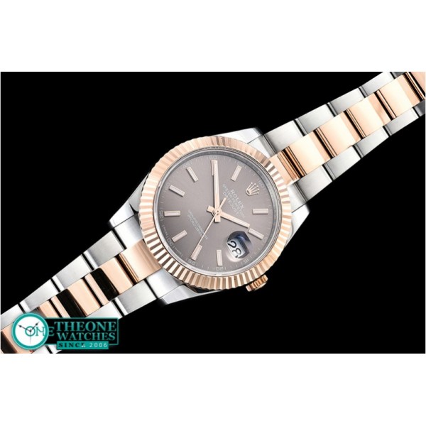 Rolex - DJ2 41mm Oyt Flt RG/SS Grey/Stk BP Asia 2813