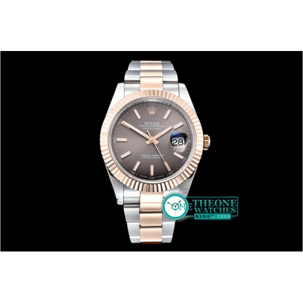 Rolex - DJ2 41mm Oyt Flt RG/SS Grey/Stk BP Asia 2813