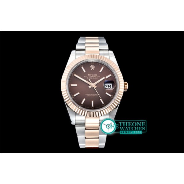 Rolex - DJ2 41mm Oyt Flt RG/SS Brown/Stk BP Asia 2813