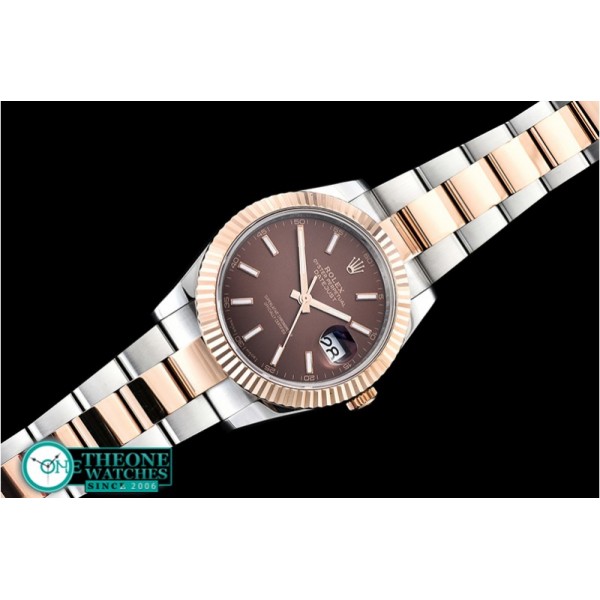 Rolex - DJ2 41mm Oyt Flt RG/SS Brown/Stk BP Asia 2813