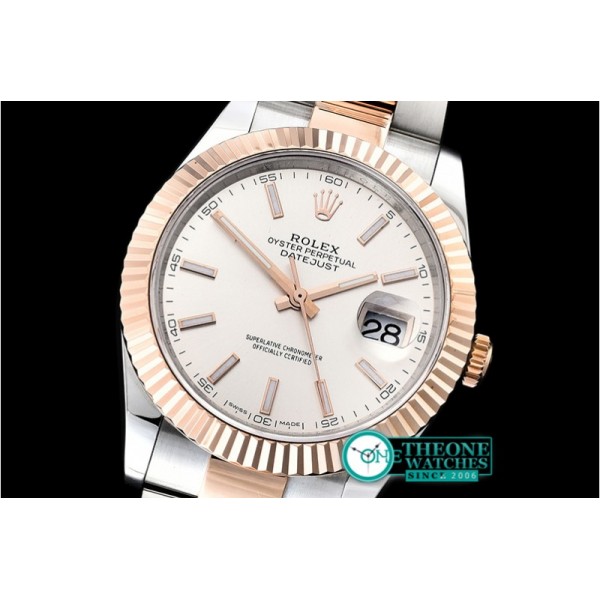 Rolex - DJ2 41mm Oyt Flt RG/SS Silv/Stk BP Asia 2813