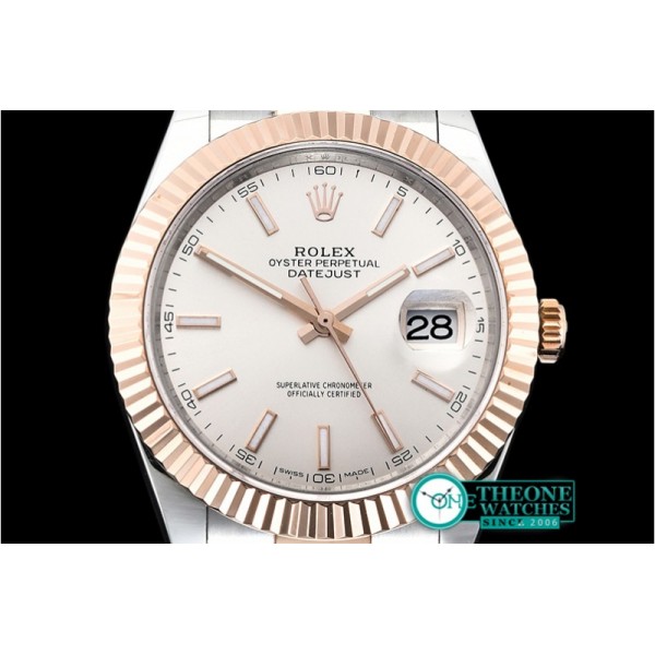 Rolex - DJ2 41mm Oyt Flt RG/SS Silv/Stk BP Asia 2813