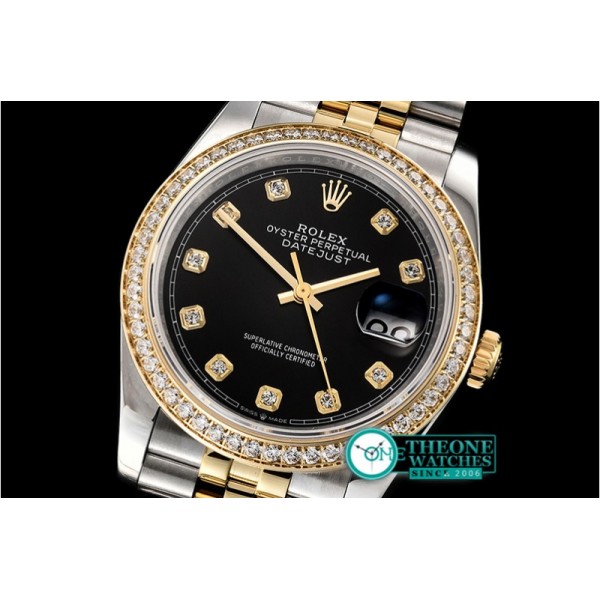 Rolex - DateJust 36mm Jub Diams YG/SS Black/Diams BP A2813