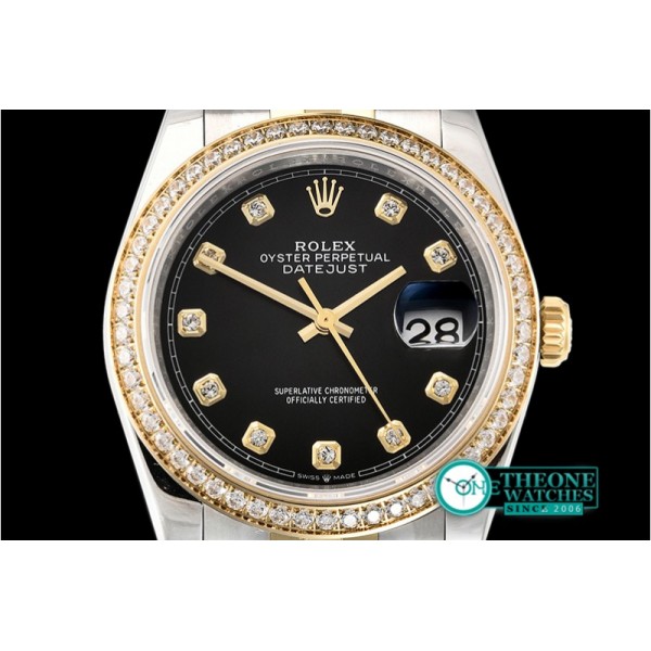 Rolex - DateJust 36mm Jub Diams YG/SS Black/Diams BP A2813