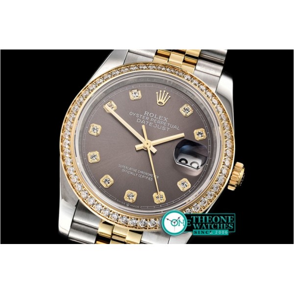 Rolex - DateJust 36mm Jub Diams YG/SS Grey/Diams BP A2813